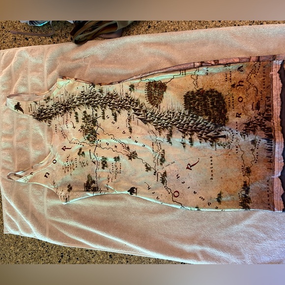 Black milk size small middle earth shiny form fitting sleeveless dress. - Picture 1 of 2